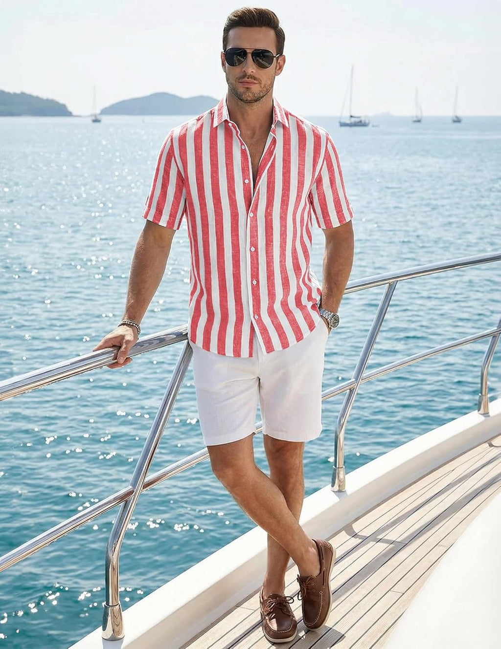 Chemise à rayures pour homme Luca – Chemise d'été décontractée à manches courtes