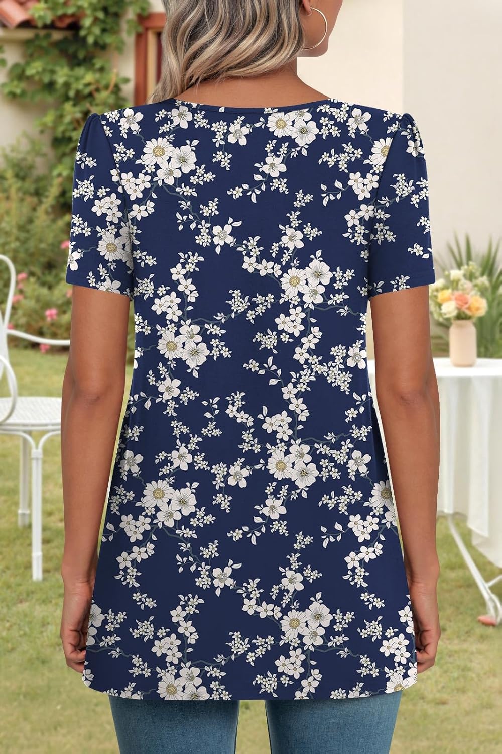 Laureen Maglia Donna Tunica – Maniche Corte, Pieghe Frontali, Casual M-3XL