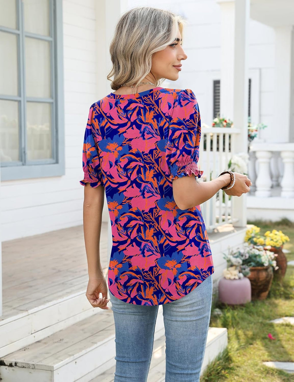 Pull Femme Giorgia – Col V, Manches Bouffantes, Top Décontracté Élégant Estival