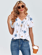 Valentina Blusa Donna – Scollo V Incrociato, Top Plissettato Casual Elegante