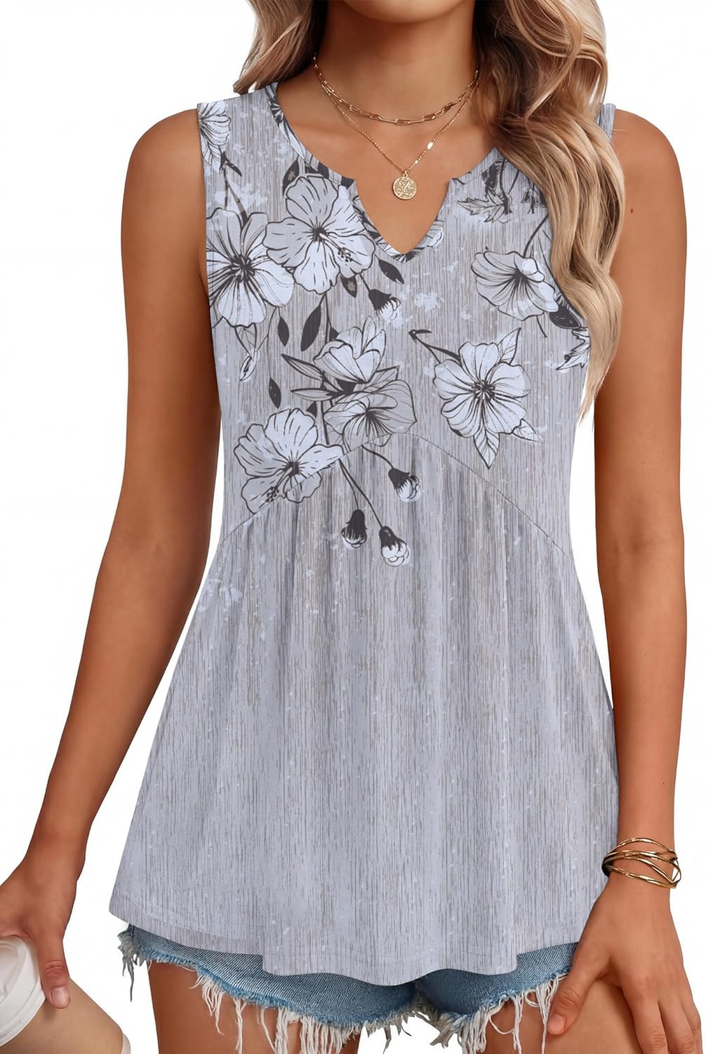 Martina Top Donna – Canotta Scollo V Peplum Flowy, Blusa Casual Elegante