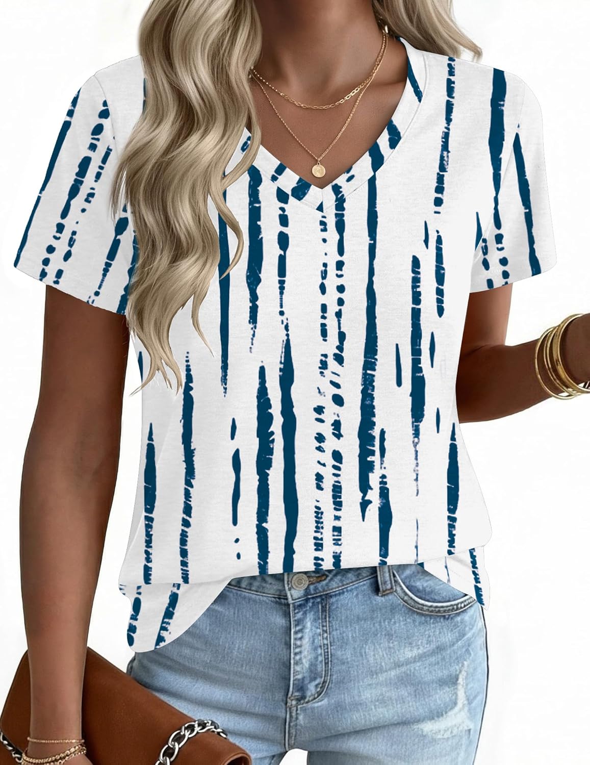 Martina T-Shirt Donna – Scollo V, Maniche Corte, Top Casual Elegante Basic S-3XL
