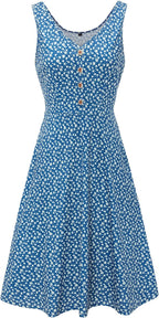 Melany Abito Donna Midi Floreale – Scollo V, Senza Maniche, Tasche Estivo