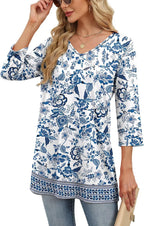 Elisa Blusa Donna – Scollo V, Maniche 3/4, Tunica Casual Elegante da Ufficio