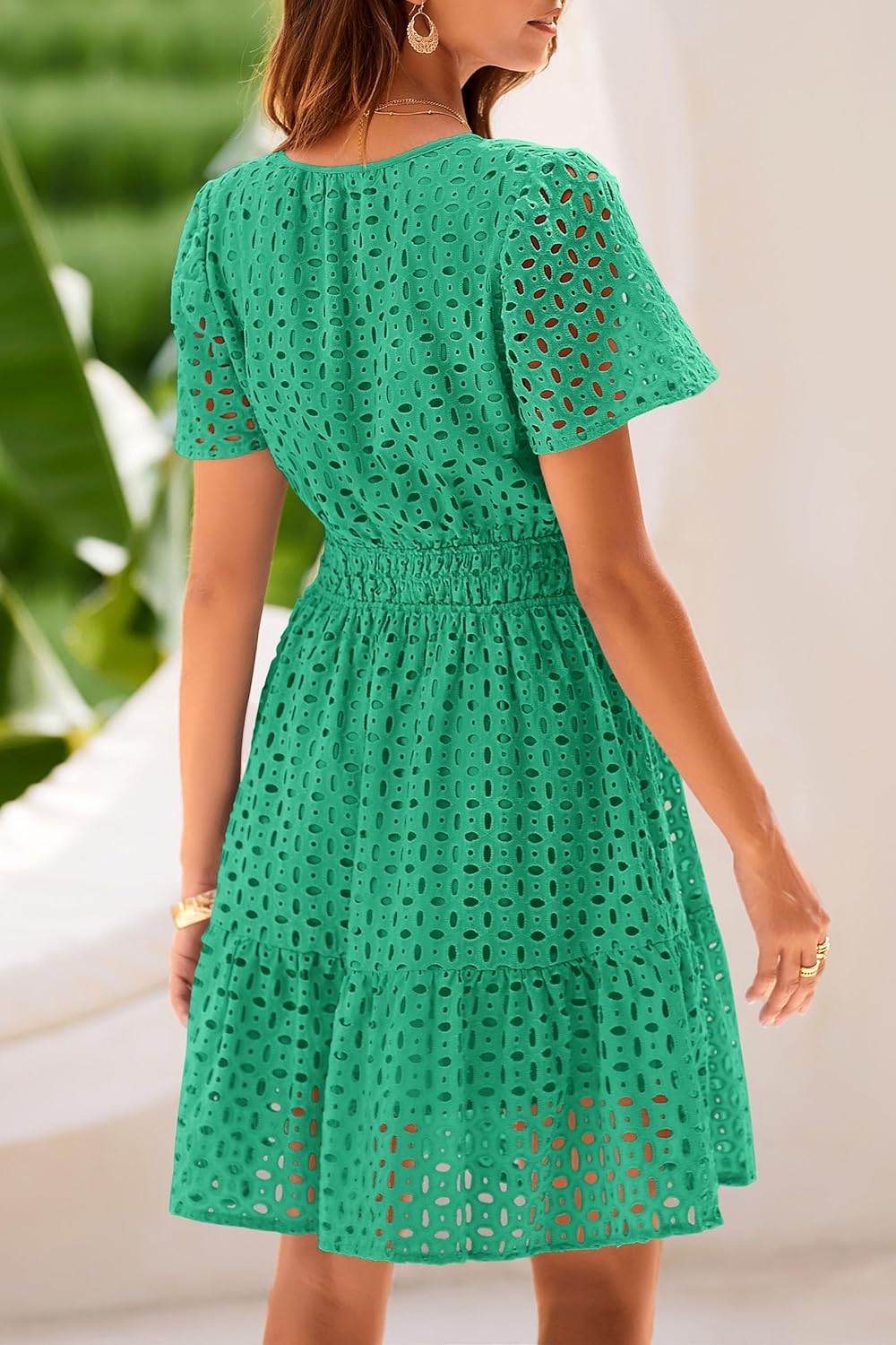 Giulia Vestito Donna Estivo – Pizzo Sangallo, Scollo V, A-Line Mini Elegante