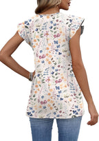 Valentina Women's Blouse – V-Neck, Ruffle Sleeves, Flowing Babydoll, Casual Elegant