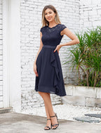 Élodie Robe Cocktail Femme – Robe Élégante en Dentelle avec Jupe en Chiffon