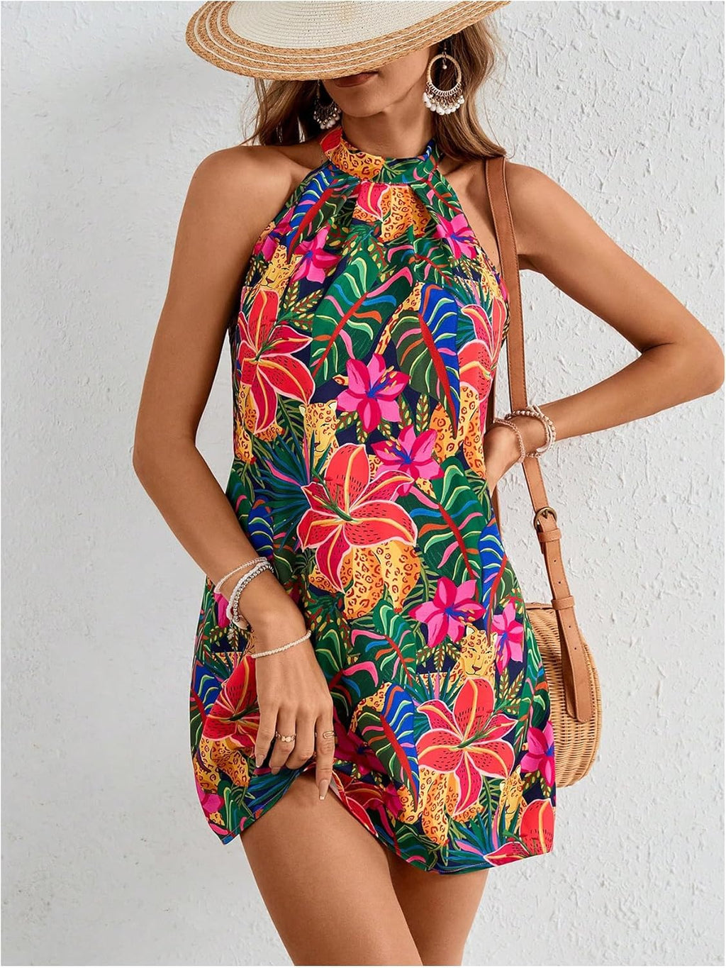Veronica Abito Donna Floreale – Halter, A-Line, Schiena Scoperta, Estivo