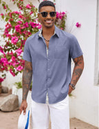 Marco Chemise Homme à Carreaux – Chemise d'Été à Manches Courtes avec Poche poitrine