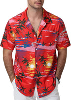 Marco Camicia Hawaiana Uomo – Camicia Tropicale Elasticizzata a Maniche Corte