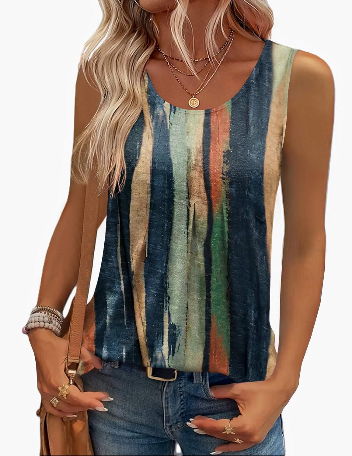 Canotta Alessia para mujer – Top plisado sin mangas, casual elegante túnica
