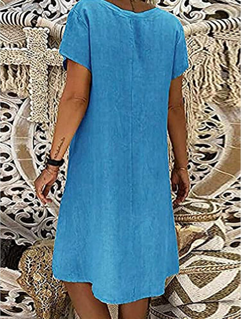 Martina Vestito Lungo Estivo da Donna – Abito Casual in Lino con Scollo V Oversize