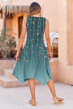 Mara Abito Donna Boho Midi – Floreale, Orlo Asimmetrico, Tasche Estivo