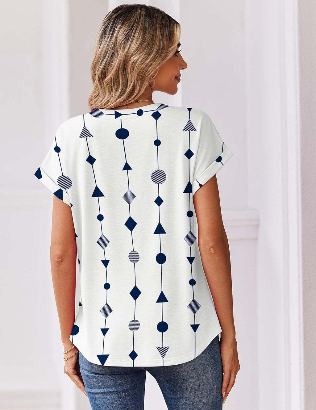 Chiara Blouse Femme – Col V, Manches Courtes, Top Bohème Élégant Décontracté S-3XL