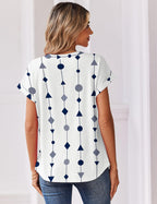 Chiara Blouse Femme – Col V, Manches Courtes, Top Bohème Élégant Décontracté S-3XL