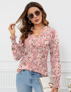 Beatrice Blusa Donna – Scollo V, Maniche Lunghe a Sbuffo, Tunica Elegante Casual