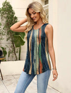 Canotta Alessia para mujer – Top plisado sin mangas, casual elegante túnica