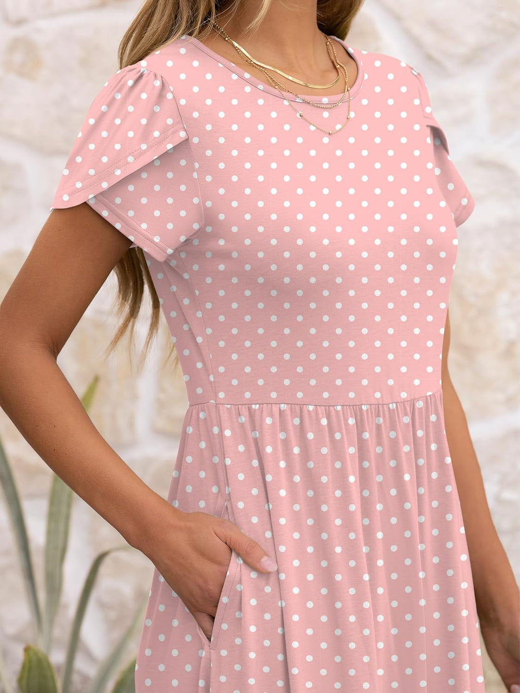 Elisa Robe Femme Midi Florale – Manches Courtes, Col Rond, Ligne A avec Poches
