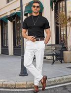 Matteo Maglia Mock Neck da Uomo – T-Shirt Elegante Elasticizzata a Maniche Corte