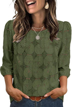 Magdalene Blouse Femme Dentelle Sangallo – Manches 3/4, Top Élégant Décontracté Estival