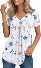 Valentina Blusa Donna – Scollo V Incrociato, Top Plissettato Casual Elegante