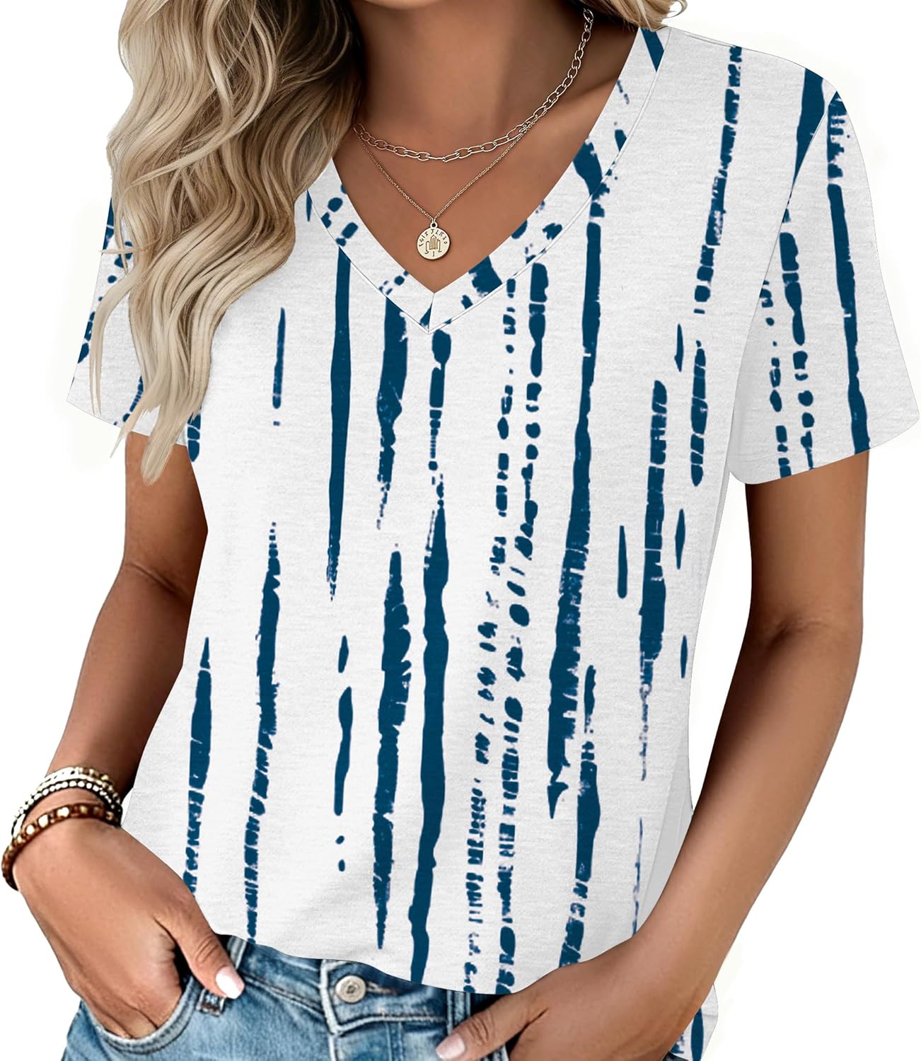 Martina T-Shirt Donna – Scollo V, Maniche Corte, Top Casual Elegante Basic S-3XL