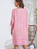 Savannah Robe Bohème Femme – Robe d’Été Florale avec Manches 3/4 et Col V
