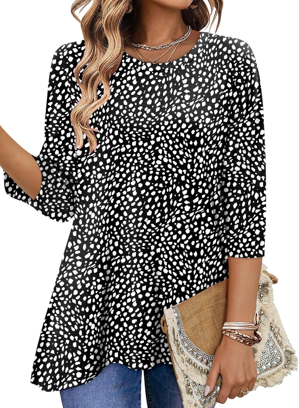 Elena Tunica Donna – Manica 3/4, Lunga, Girocollo, Loose Fit Casual Elegante