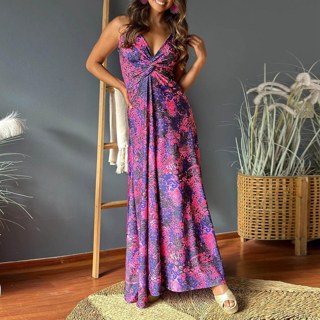 Giulia Robe Femme – Mini Robe d’Été, Col V, Décontractée Florale Plage