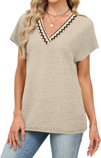 Francesca T-Shirt Femme – Col V, Top Décontracté Élégant, Manches Courtes Estival