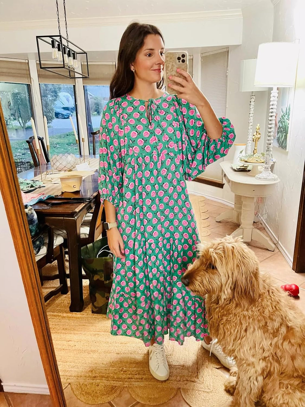 Mandie Abito Donna Maxi Boho – Scollo V Profondo, Mezza Manica, A-Line Estivo
