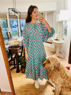 Mandie Abito Donna Maxi Boho – Scollo V Profondo, Mezza Manica, A-Line Estivo