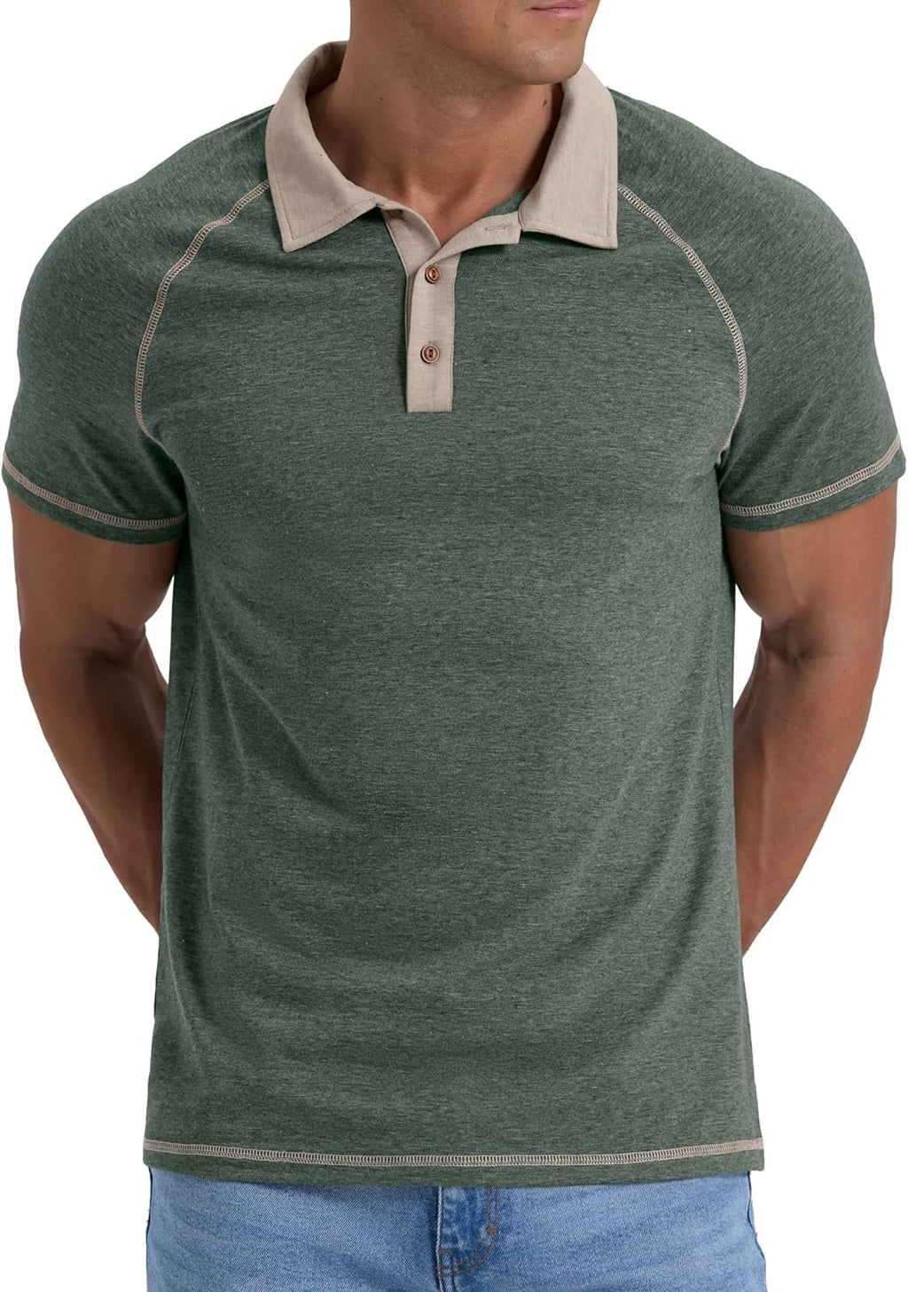 Leo Polo in Cotone da Uomo – Maglietta Estiva con Colletto Raglan e Bottoni
