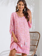 Savannah Robe Bohème Femme – Robe d’Été Florale avec Manches 3/4 et Col V