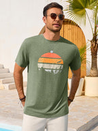 Mario T-Shirt Estiva da Uomo – Maglietta Grafica Vintage con Stampa Tramonto