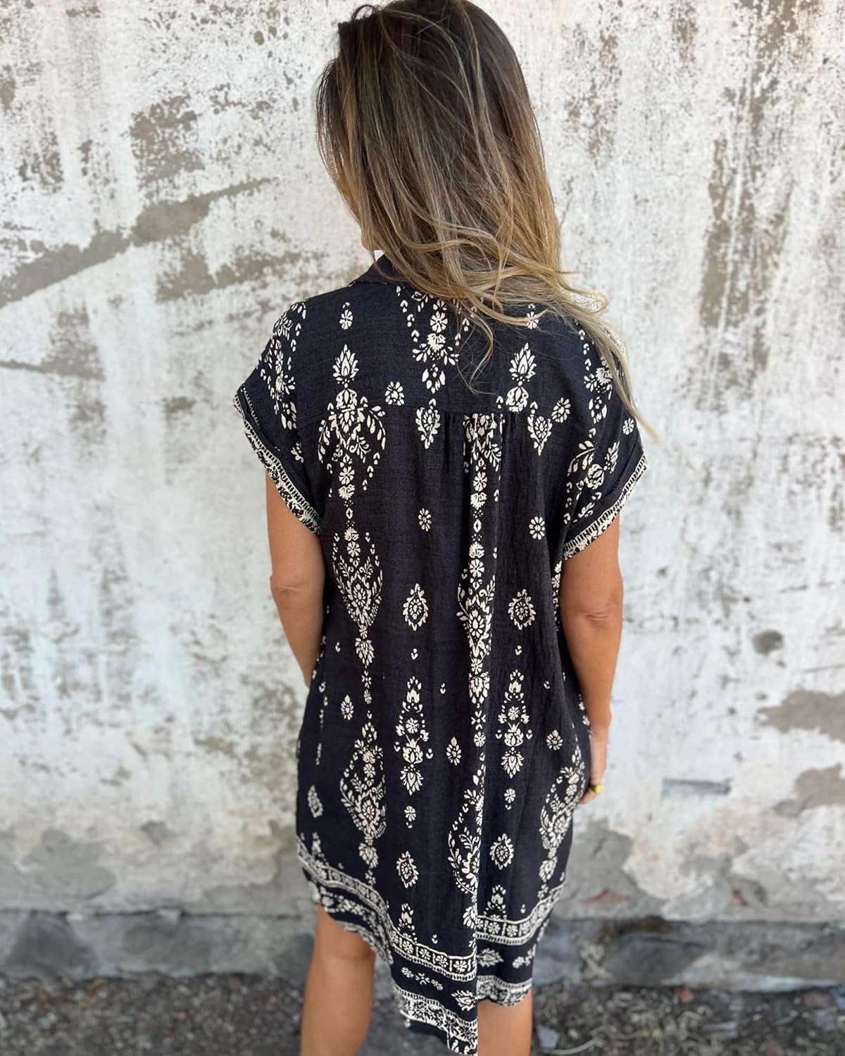 Serenity Abito Camicia Donna Bsubseach – Vestito Estivo Floreale in Lino con Bottoni e Tasche