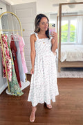 Jaimee Robe Femme Maxi Florale – Bretelles Réglables, Smock, Ligne A Estival
