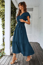 Valentina Vestido Boho para Mujer – Vestido Maxi Floral con Escote en V y Cinturón