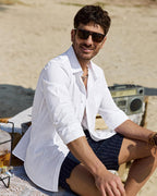 Chemise Mauro en coton et lin pour homme – Chemise décontractée d'été avec poches