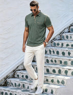 Polo homme Luciano avec poche – T-shirt d'été en coton léger pour golf et loisirs
