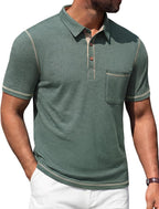 Polo homme Luciano avec poche – T-shirt d'été en coton léger pour golf et loisirs
