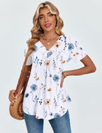 Valentina Blusa Donna – Scollo V Incrociato, Top Plissettato Casual Elegante