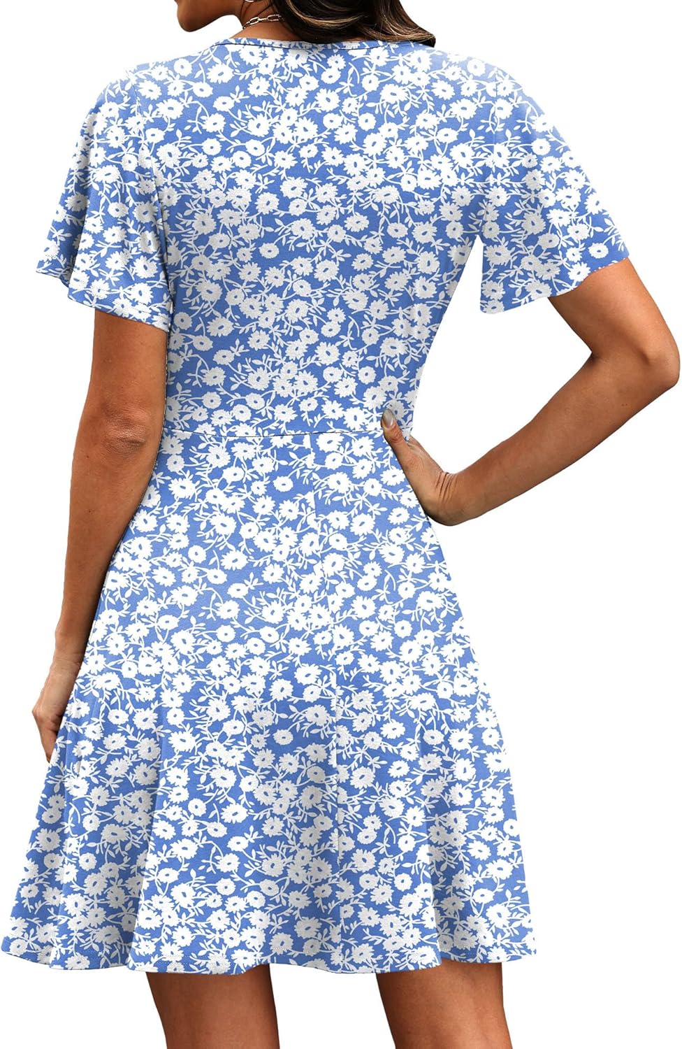 Chiara Vestito Donna Estivo – Wrap V-Neck, Maniche Volant, A-Line Elegante