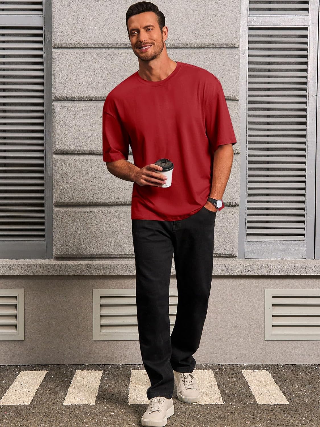 Camiseta oversize Luca para hombre en algodón – camiseta casual de cuello redondo estilo urbano