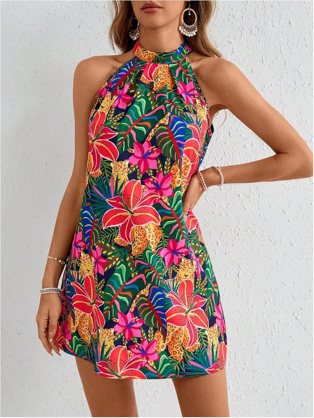 Veronica Abito Donna Floreale – Halter, A-Line, Schiena Scoperta, Estivo