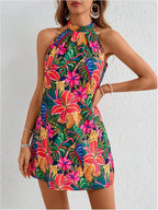 Veronica Abito Donna Floreale – Halter, A-Line, Schiena Scoperta, Estivo