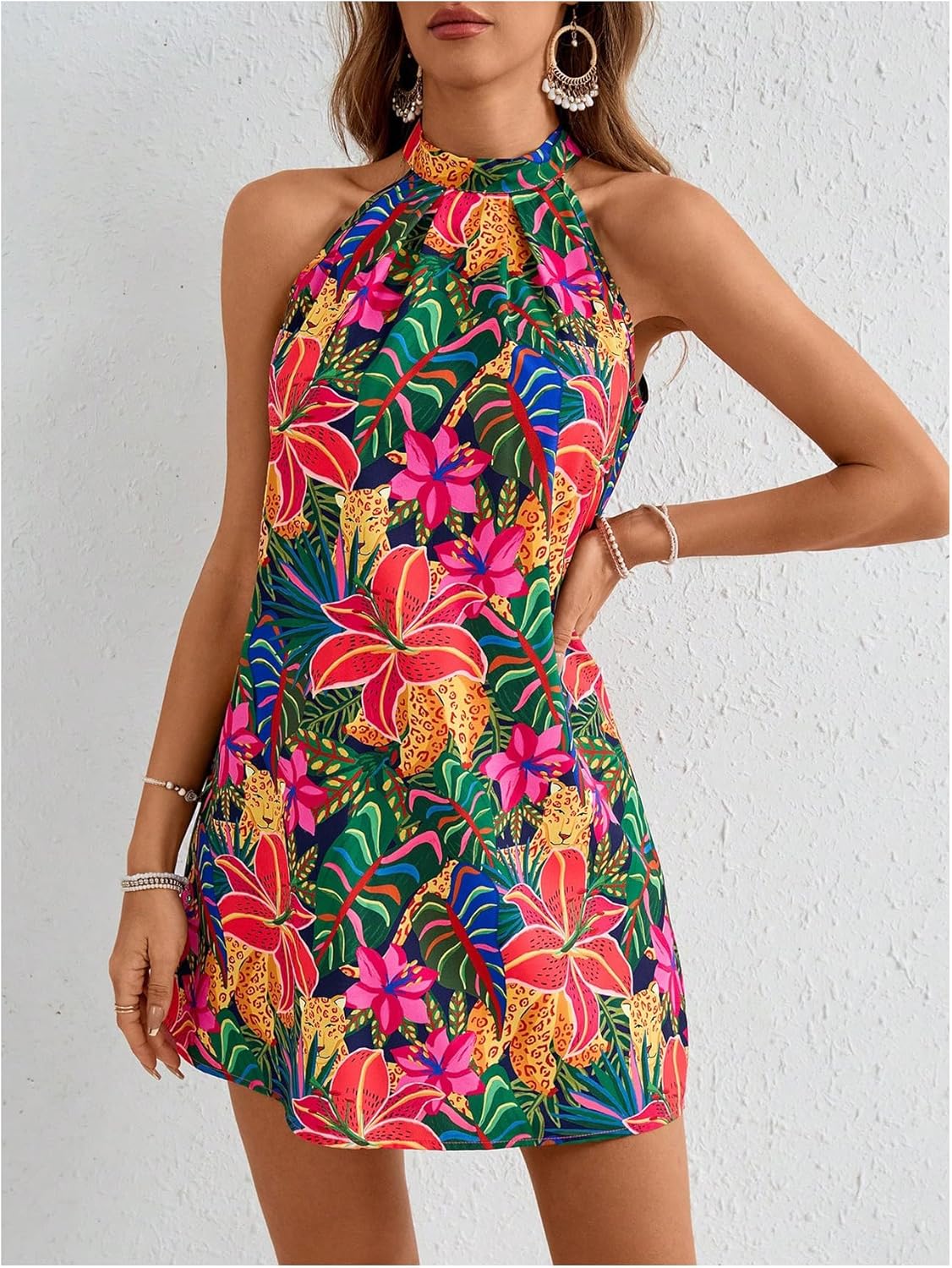 Veronica Abito Donna Floreale – Halter, A-Line, Schiena Scoperta, Estivo