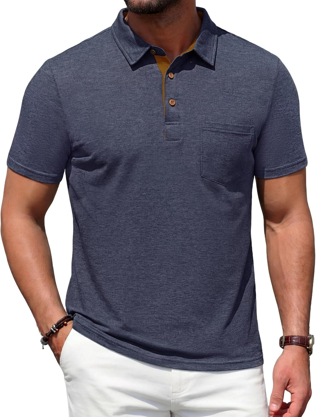 Lorenzo Polo Uomo con Taschino – Polo Casual Elegante a Maniche Corte