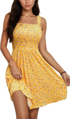 Macy Robe Femme Florale Midi – Col Carré, Ligne A, Poches Estivale