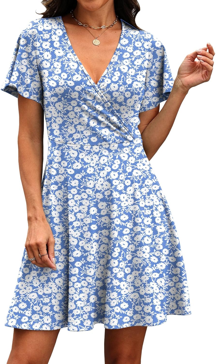 Chiara Vestito Donna Estivo – Wrap V-Neck, Maniche Volant, A-Line Elegante